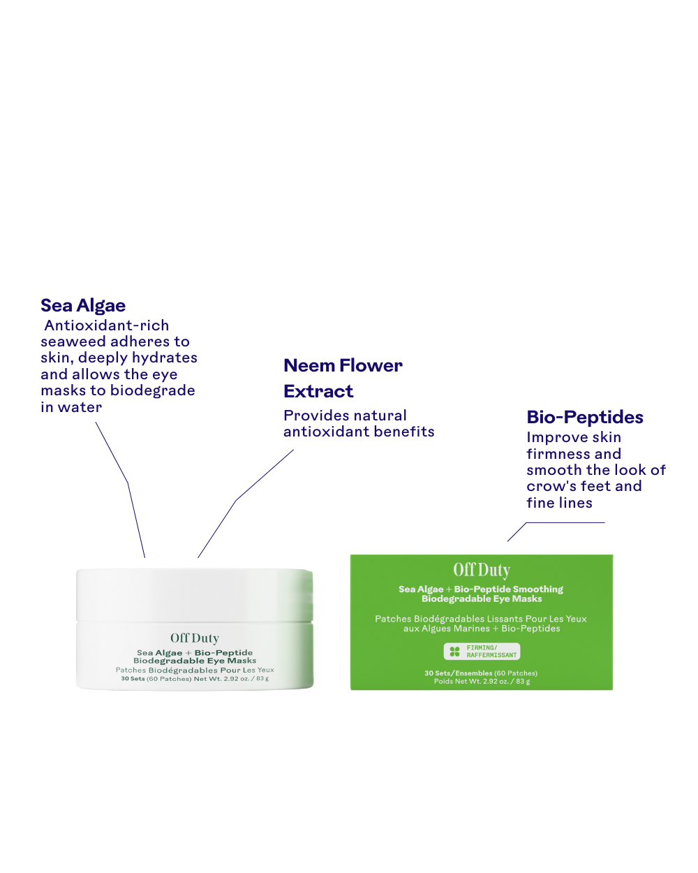 Three Ships - Off Duty Sea Algae + Bio-Peptide Smoothing Biodegradable Eye Masks