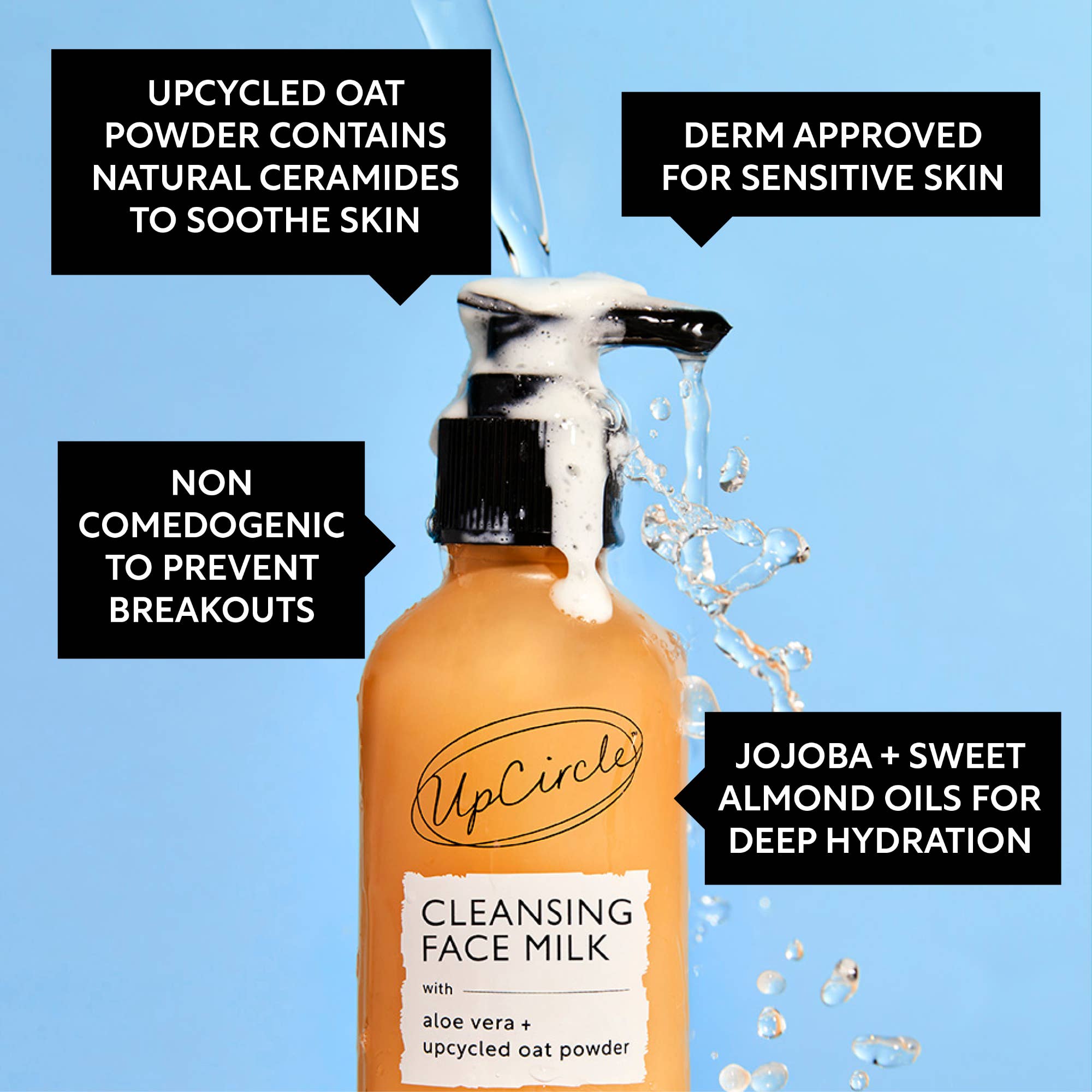UpCircle USA - Eco Cleansing Face Milk with Aloe Vera + upcycled Oat Powder