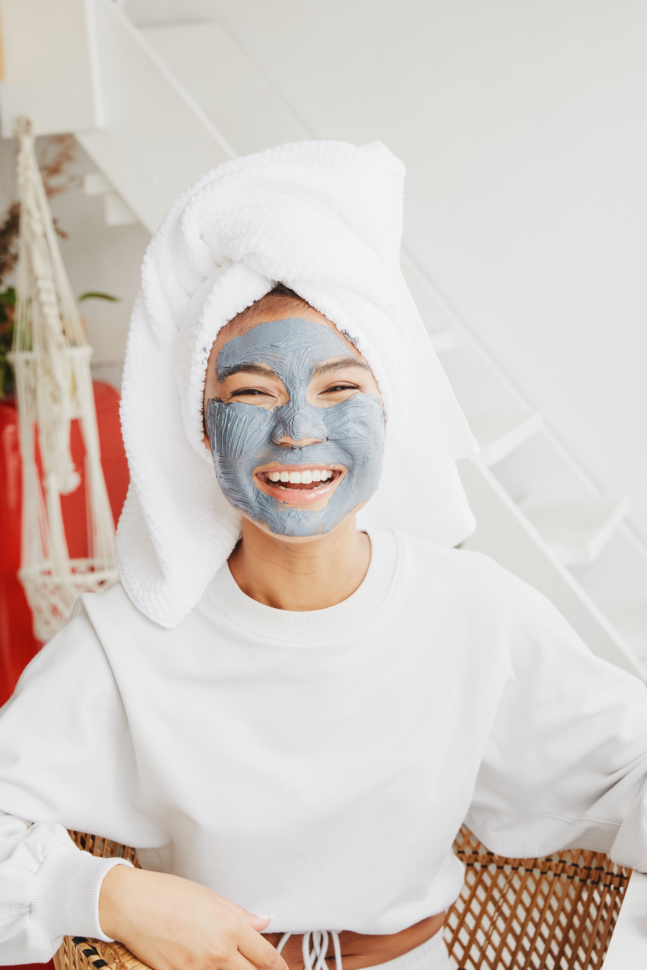 Woman with glowing skin enjoying the morning sun