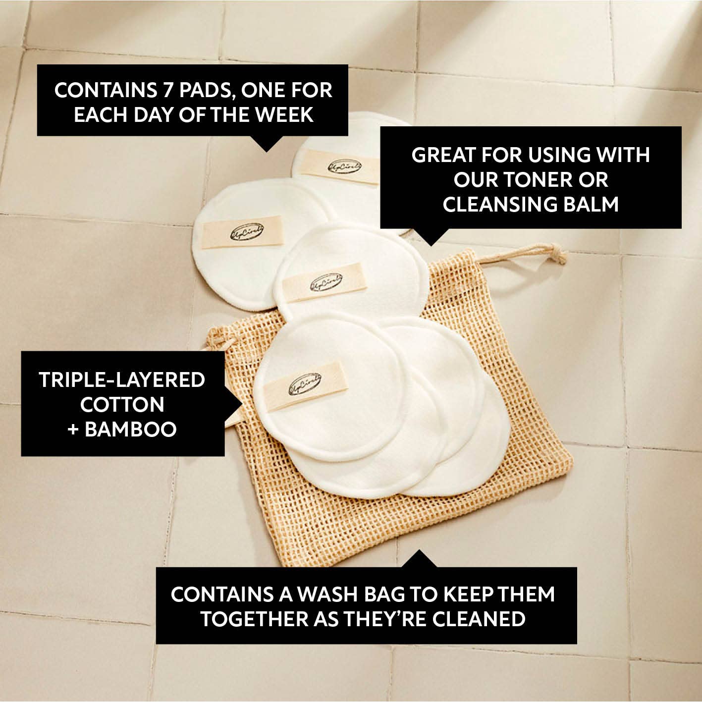 UpCircle USA - Plastic Free, Reusable Luxury Spa Bamboo & Cotton Makeup Pads