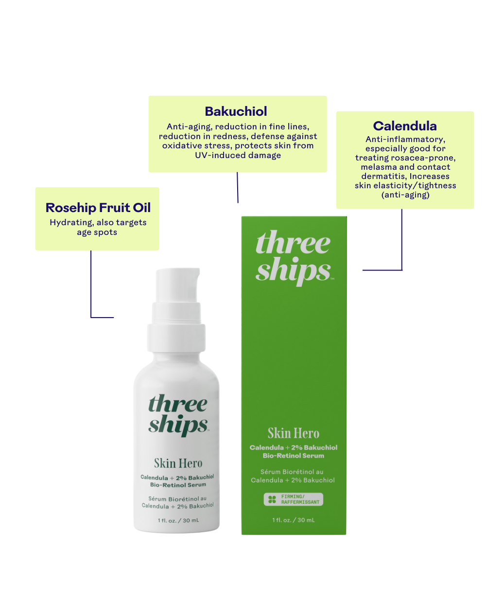 Three Ships - Skin Hero Calendula + 2% Bakuchiol Bio-Retinol Serum