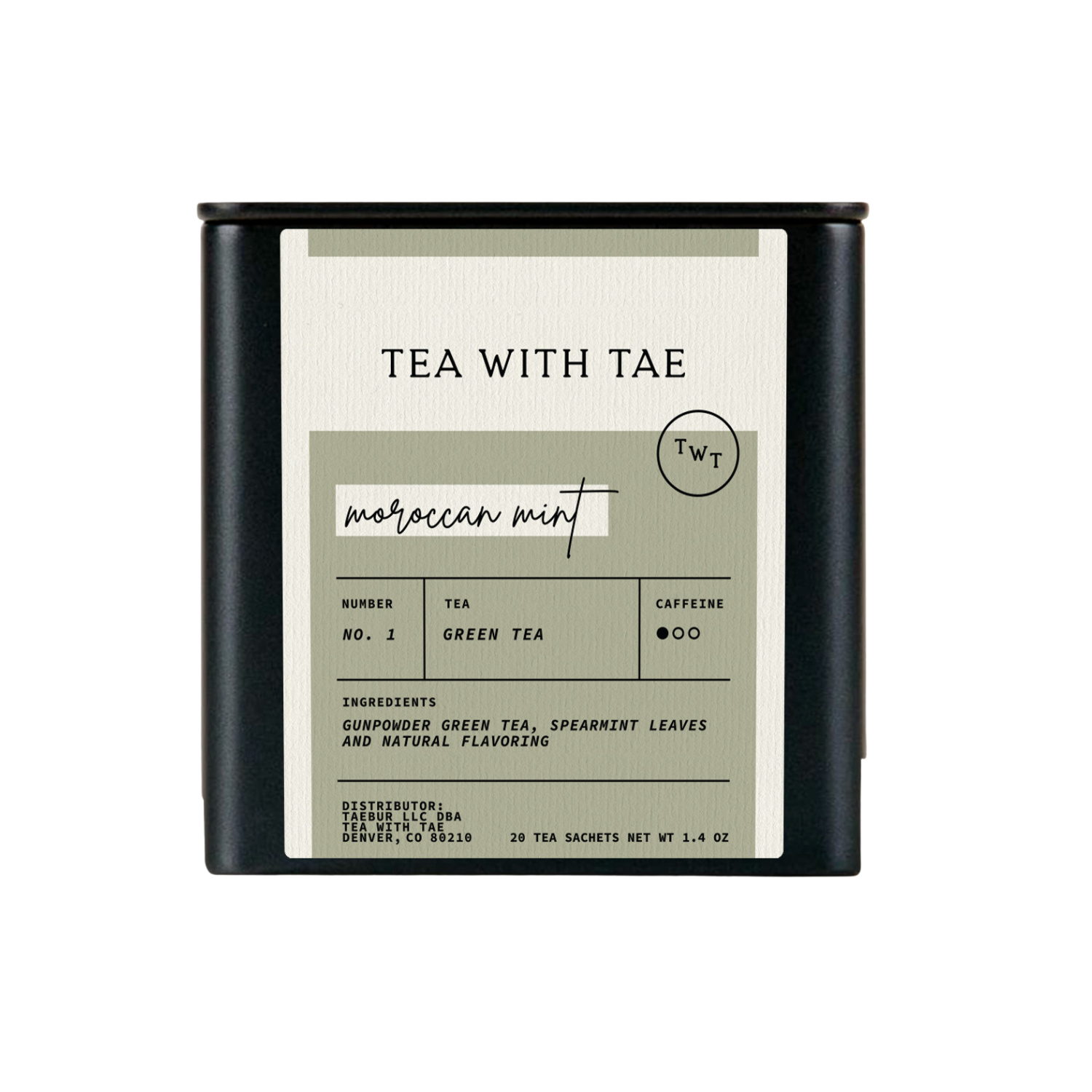 Tea with Tae - Moroccan Mint Green Tea Gift Tin (20 tea bags)