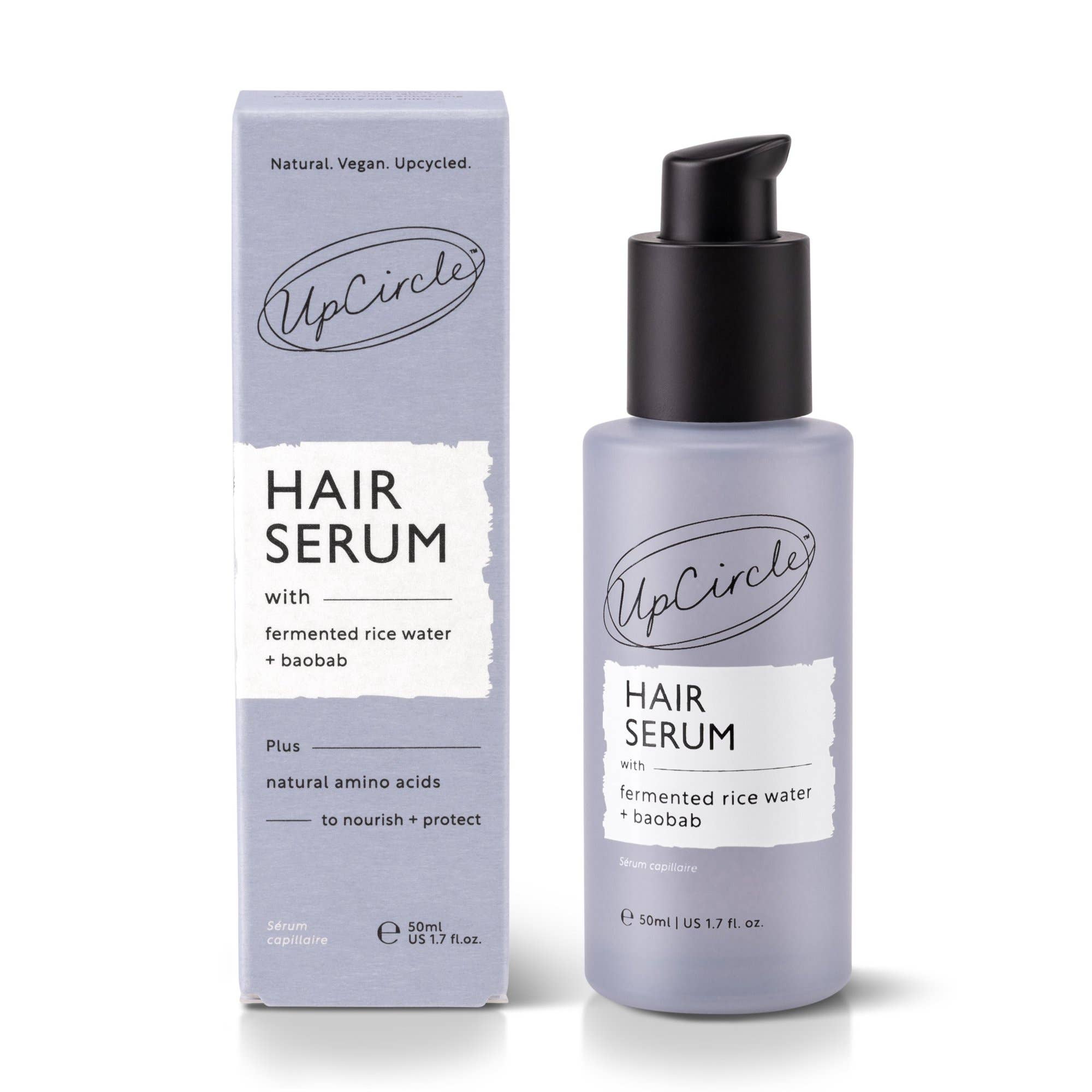 UpCircle USA - Vegan Hair Serum Upcycled Fermented Rice Water Heat Protect for Holiday Gift