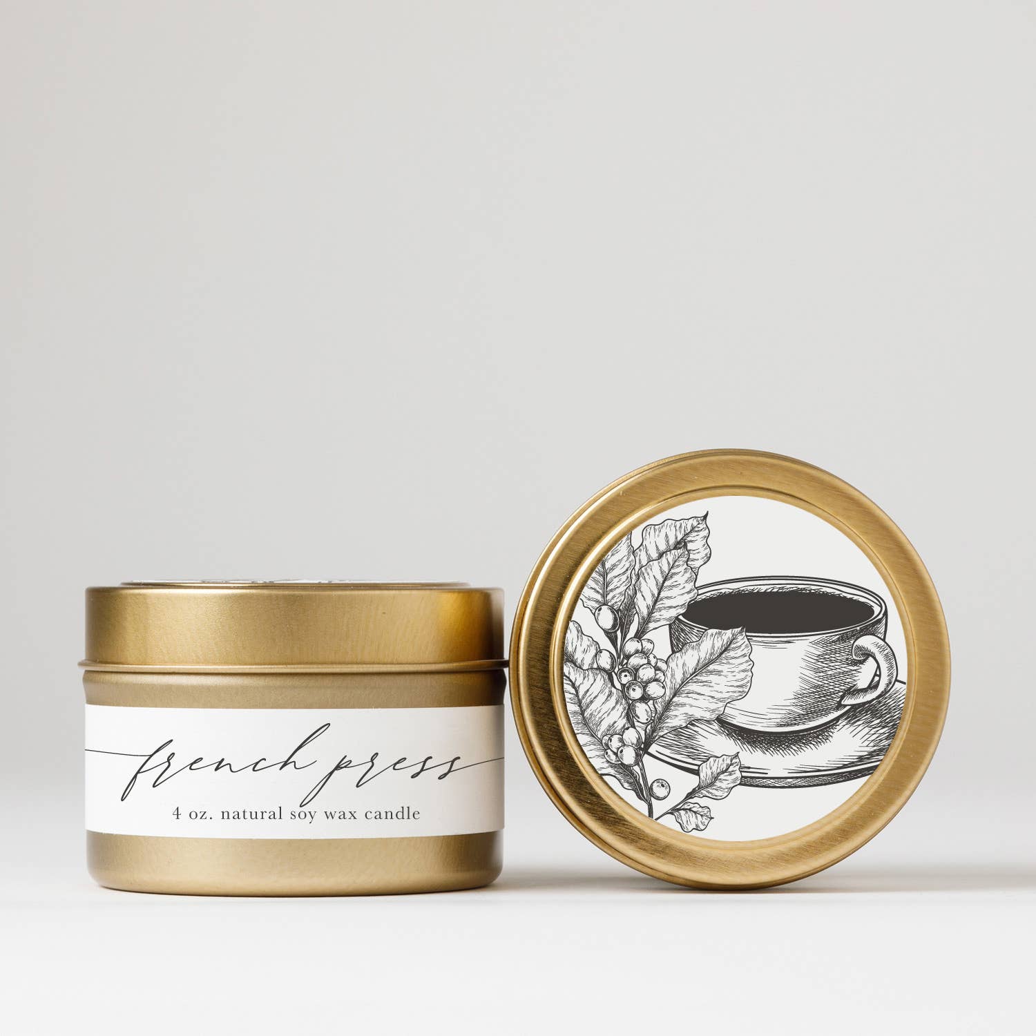 Nectar Republic - French Press : Tin Soy Candle  ( fall autumn winter coffee )