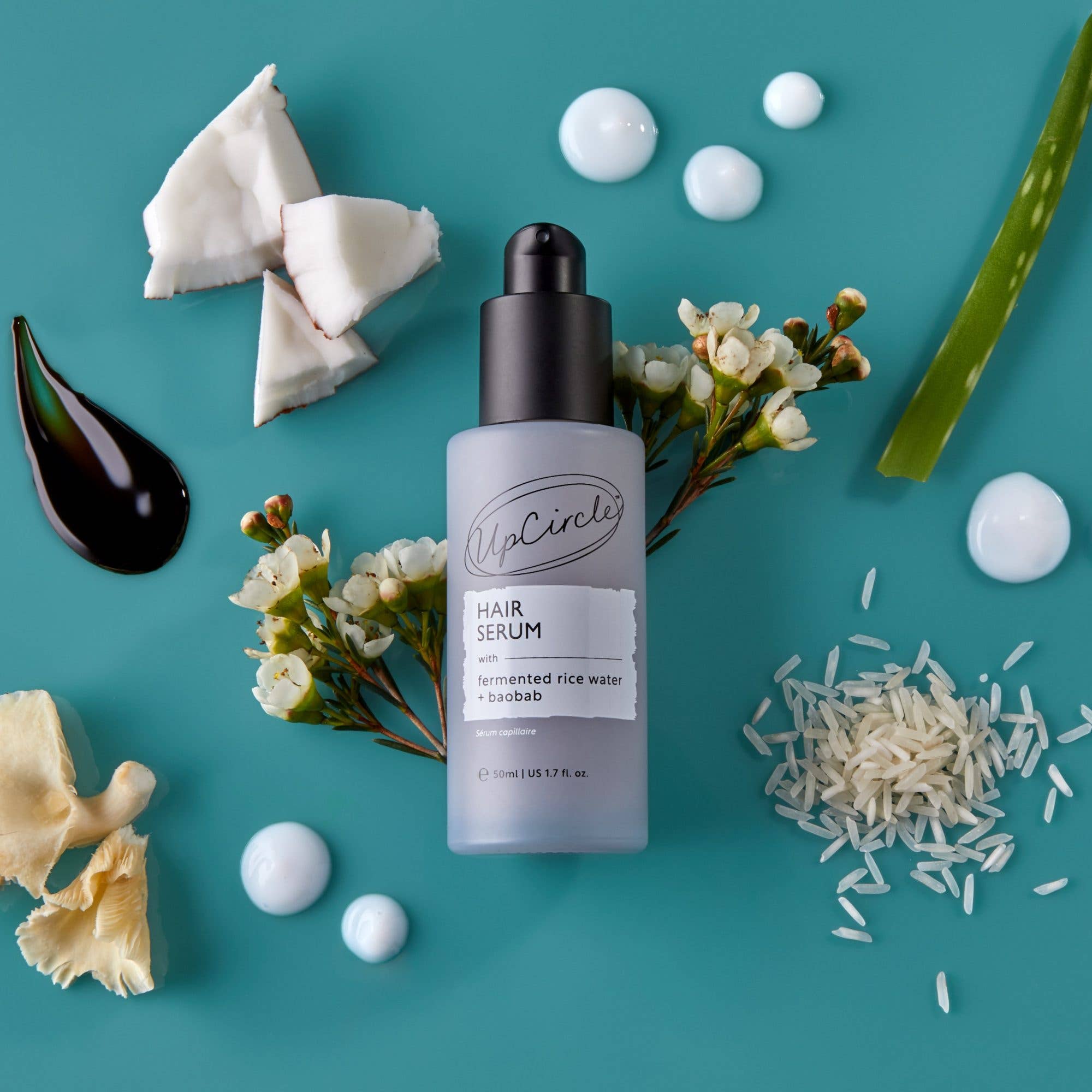 UpCircle USA - Vegan Hair Serum Upcycled Fermented Rice Water Heat Protect for Holiday Gift