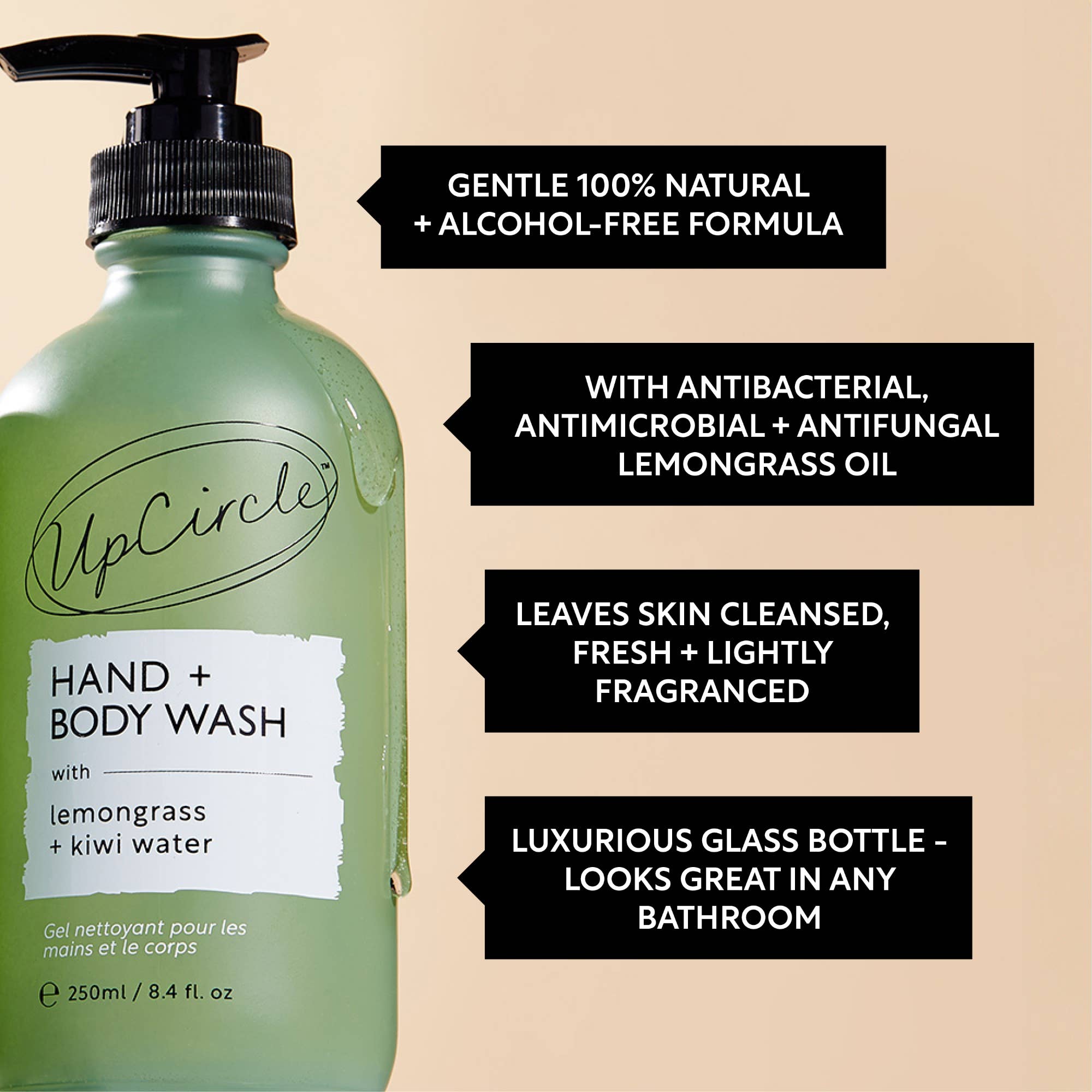 UpCircle USA - Natural Summer Vegan Soap - Hand + Body Wash with Kiwi Water