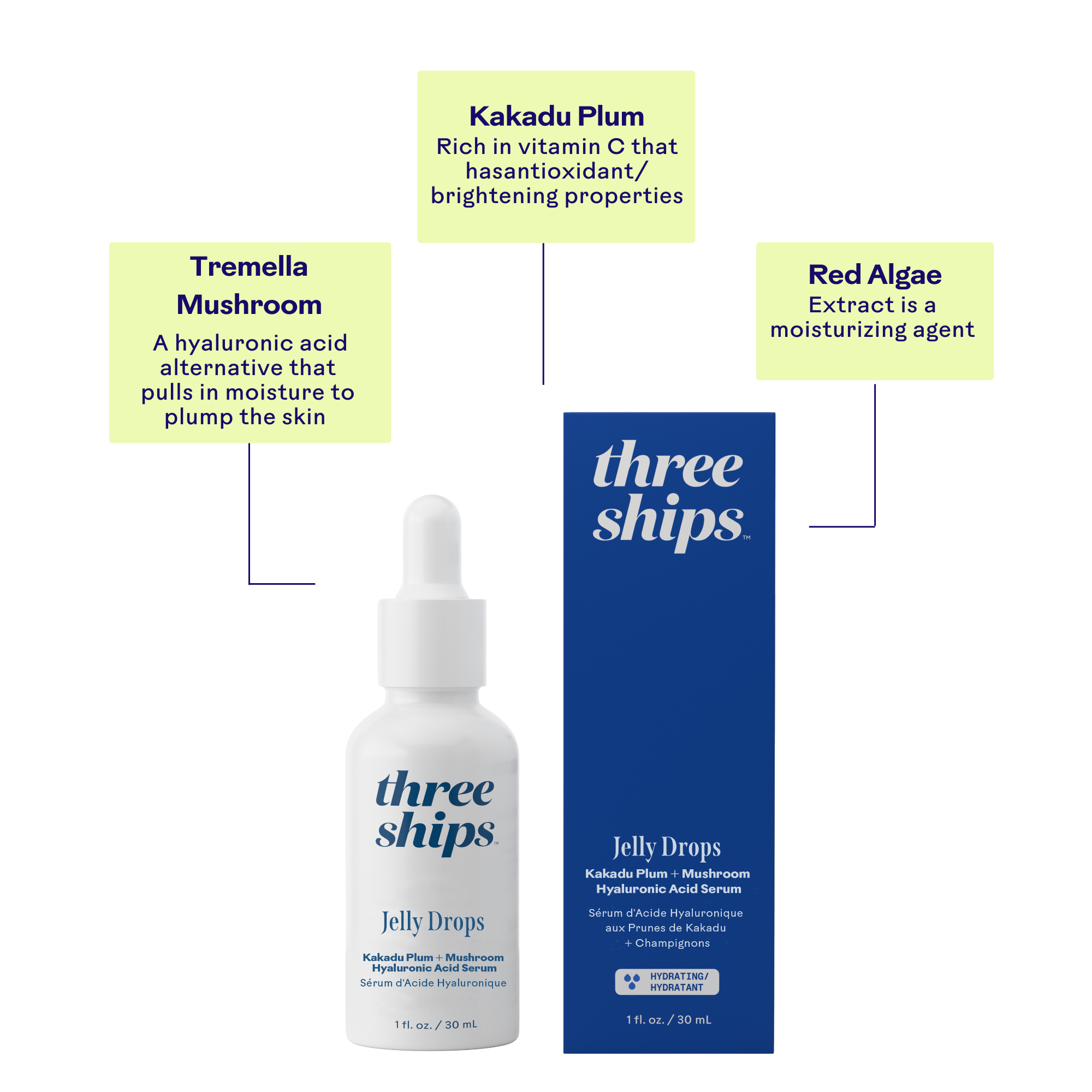 Three Ships - Jelly Drops Kakadu Plum + Mushroom Hyaluronic Acid Serum