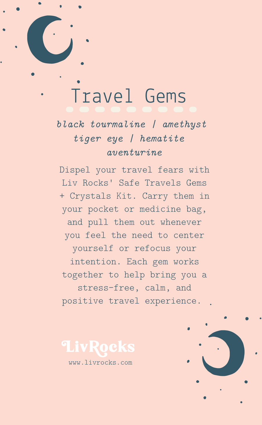 Liv Rocks - SAFE TRAVELS Crystals Set | Gift-able Rock Kits