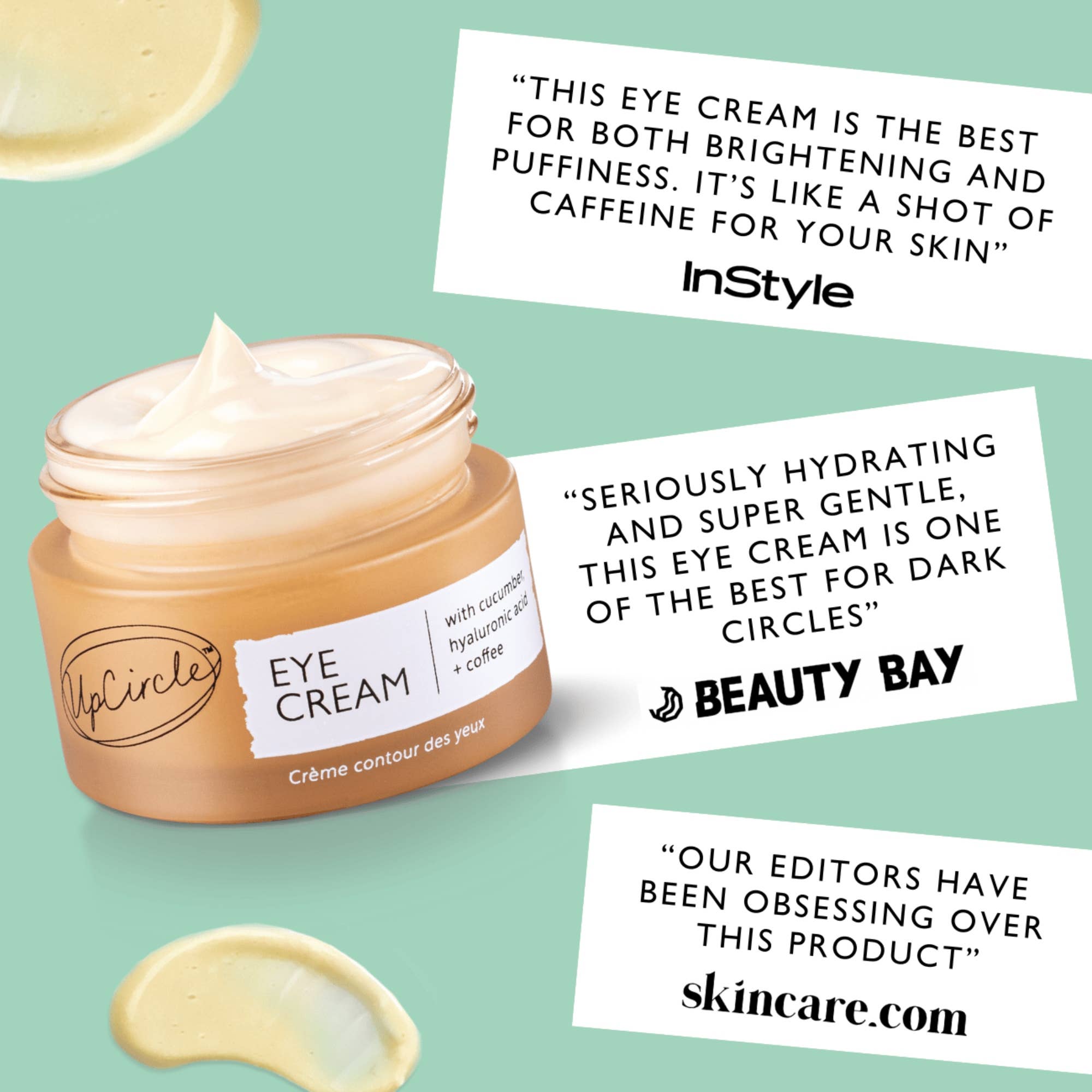 UpCircle USA - Vegan Hydrating Eye Cream with Hyaluronic Acid + Coffee Oil