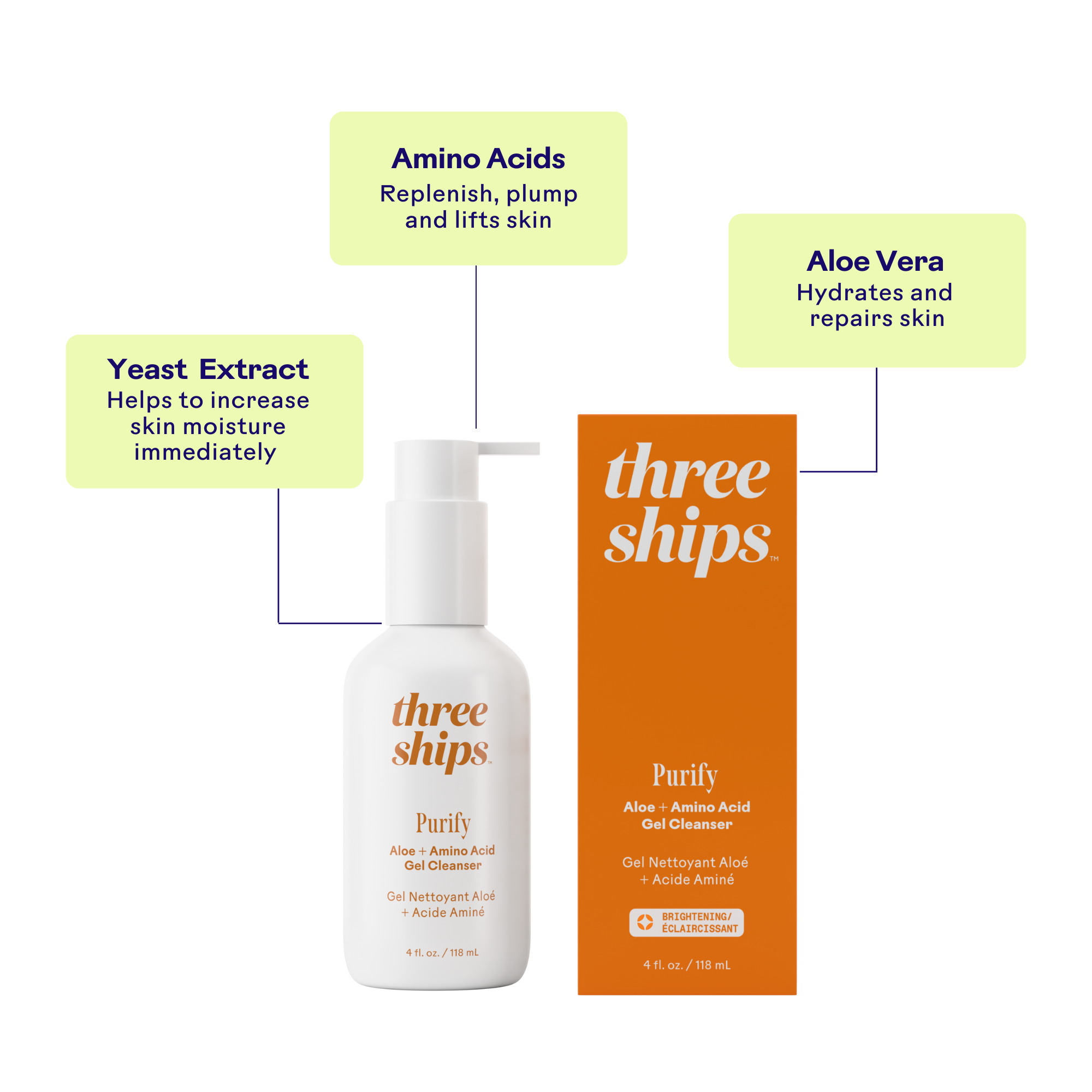 Three Ships - Purify Aloe + Amino Acid Gel Cleanser